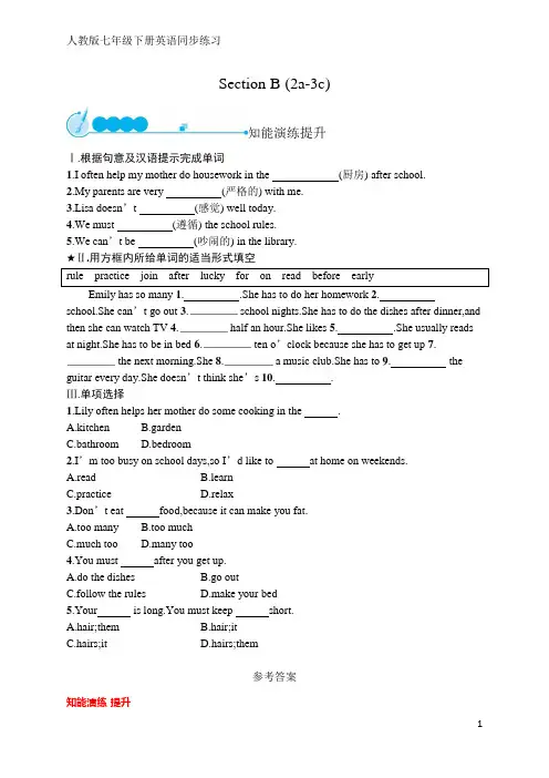 七年级下册英语Unit 4 Section B (2a-3c)(含答案)