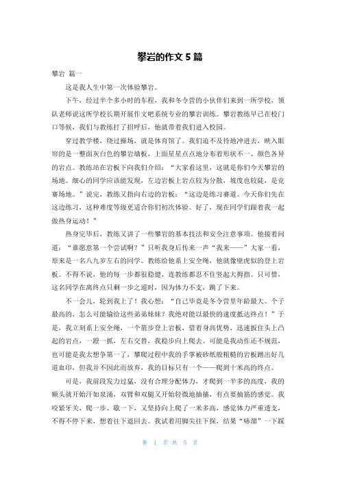 攀岩的作文5篇