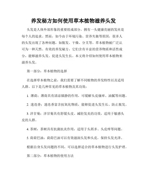 养发秘方如何使用草本植物滋养头发