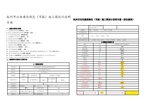 浙江省一类综合体绿色建筑专篇(含表格)模板(2018年版)