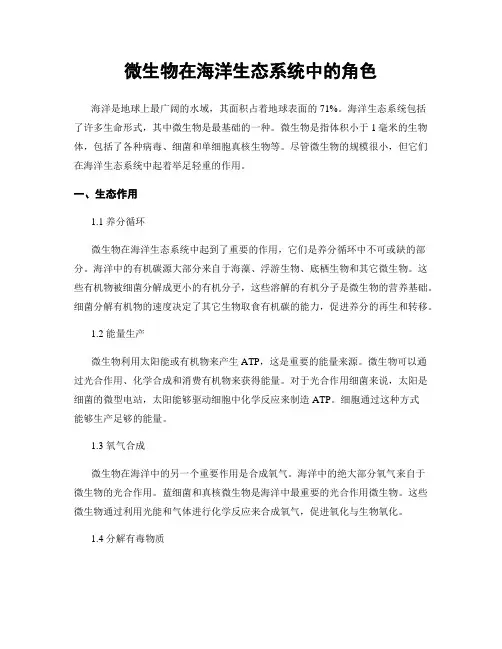 微生物在海洋生态系统中的角色