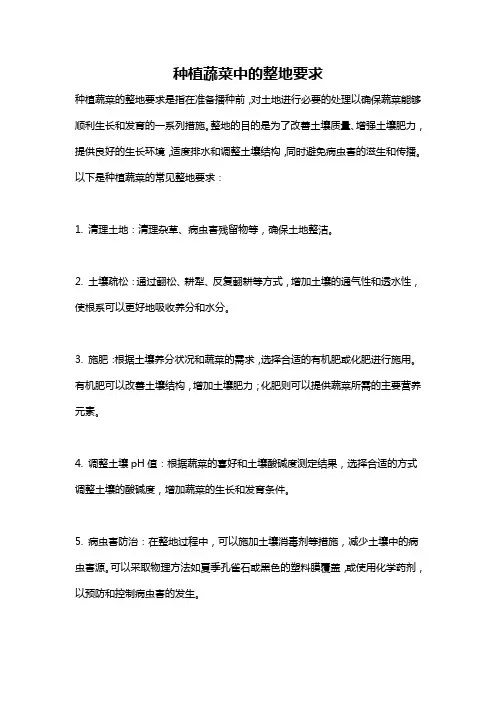 种植蔬菜中的整地要求