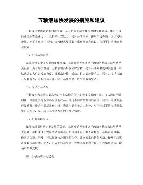 五粮液加快发展的措施和建议