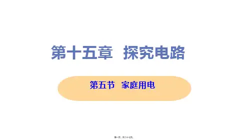 新沪科版九年级全一册初中物理 第五节 家庭用电 教学课件