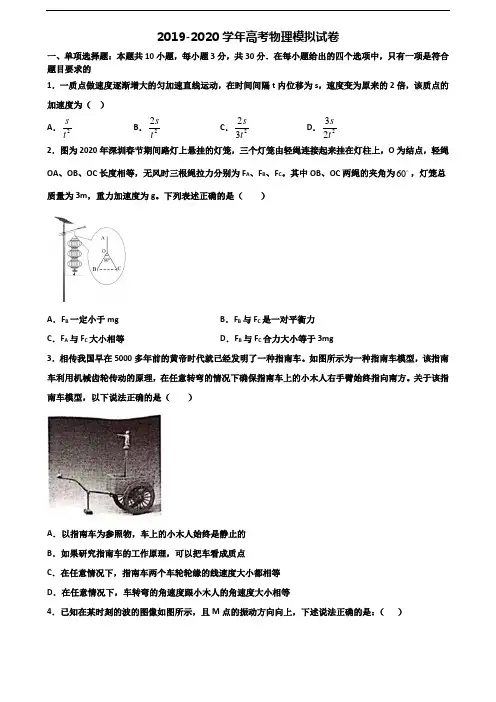 2019-2020学年四川省眉山市高考物理复习检测试题