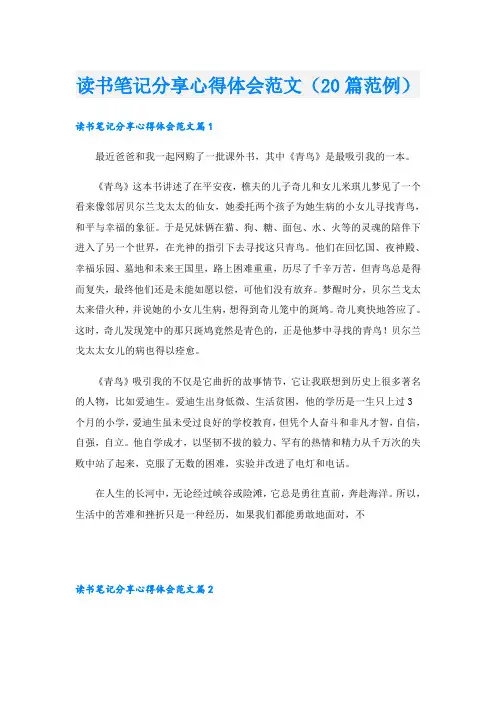 读书笔记分享心得体会范文(20篇范例)