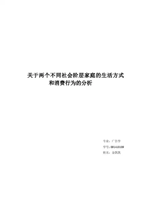 两个不同社会阶层家庭的生活方式和消费行为的分析