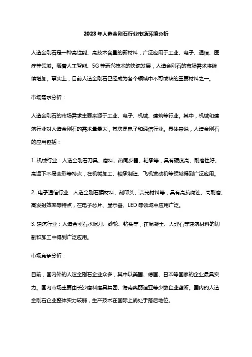 2023年人造金刚石行业市场环境分析