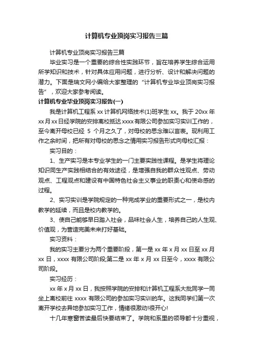 计算机专业顶岗实习报告三篇