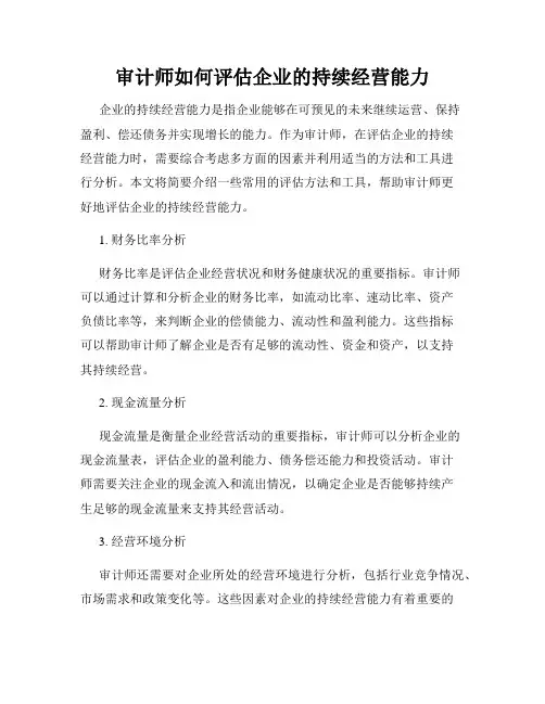 审计师如何评估企业的持续经营能力