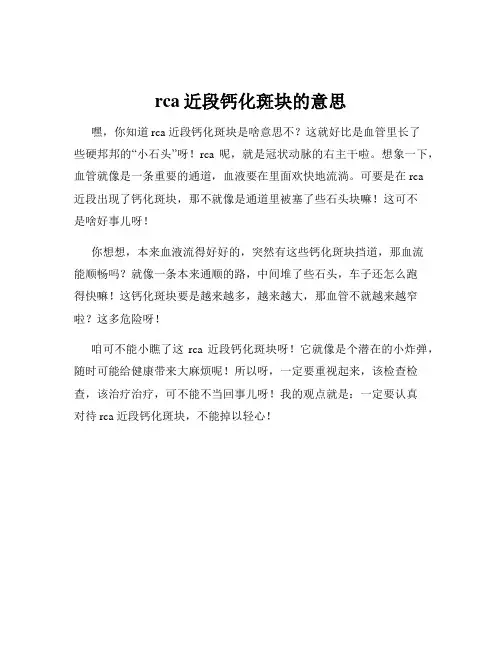 rca近段钙化斑块的意思