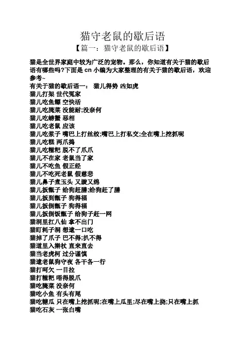 猫守老鼠的歇后语