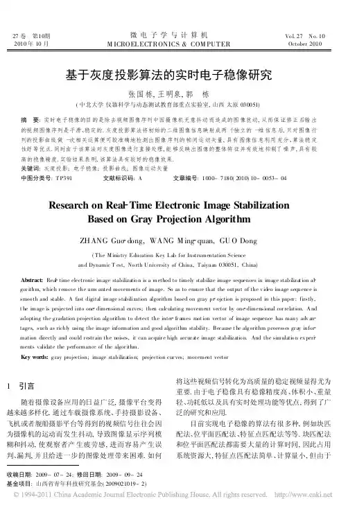 基于灰度投影算法的实时电子稳像研究