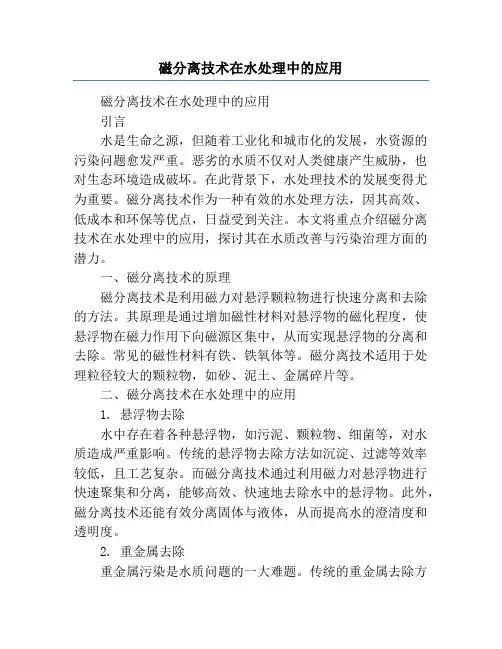 磁分离技术在水处理中的应用