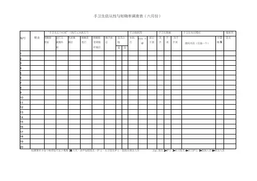 手卫生依从性与知晓率调查表