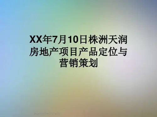 XX年7月10日株洲天润房地产项目产品定位与营销策划
