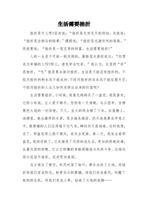 以《生活需要挫折》为题的高中作文5篇