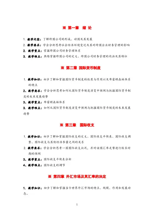 国际财务管理教学点-完整版