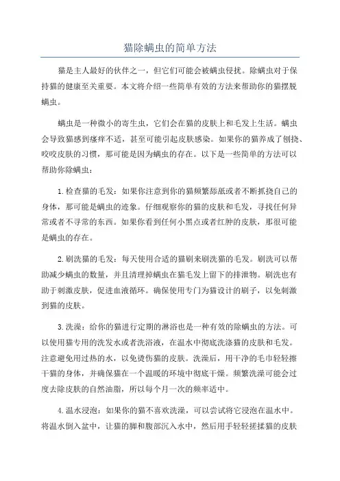 猫除螨虫的简单方法