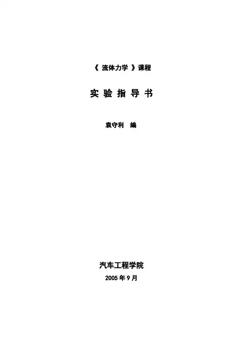 《流体力学》课程实验(上机)指导书及实验报告格式