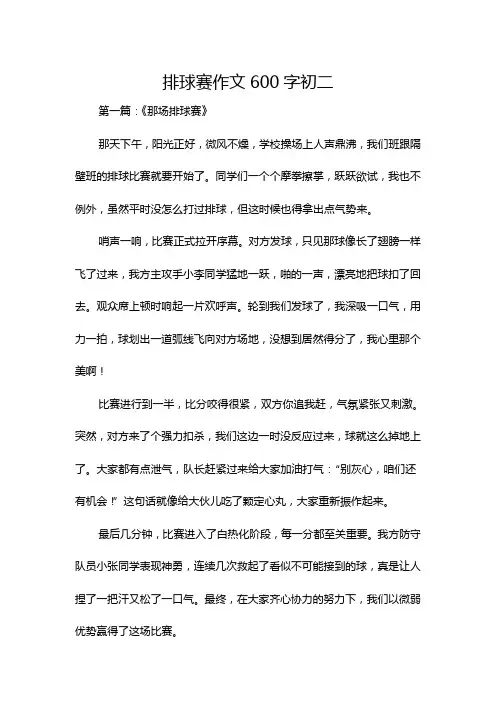 排球赛作文600字初二