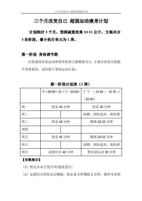 三个月改变自己 超强运动瘦身计划