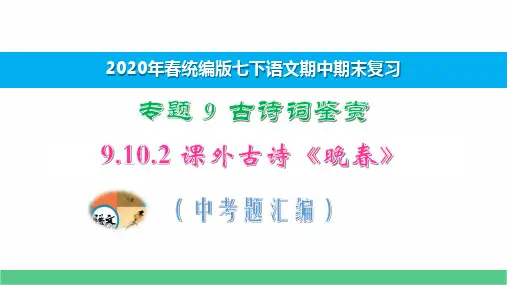 七下语文期中期末专题复习古诗鉴赏9.10.2课外古诗《晚春》中考题汇编 演示版