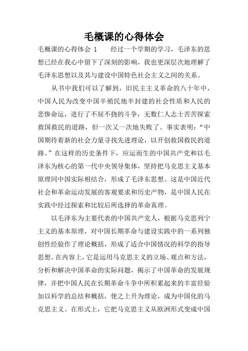 毛概课的心得体会