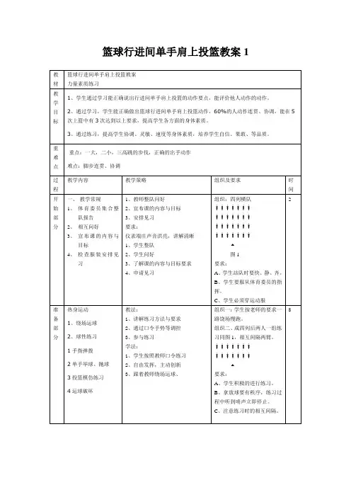 行进间单手肩上投篮教案 