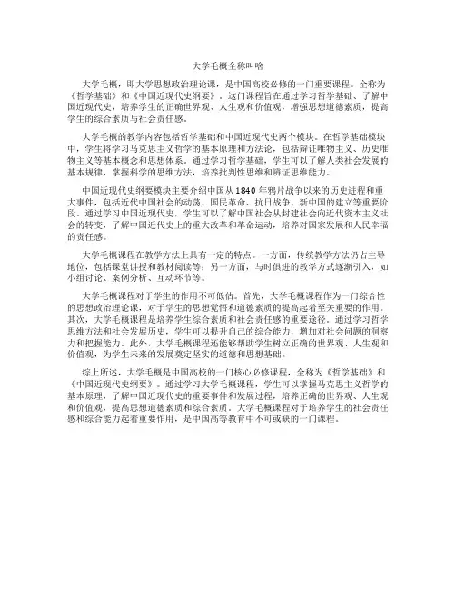 大学毛概全称叫啥