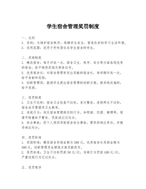 学生宿舍管理奖罚制度