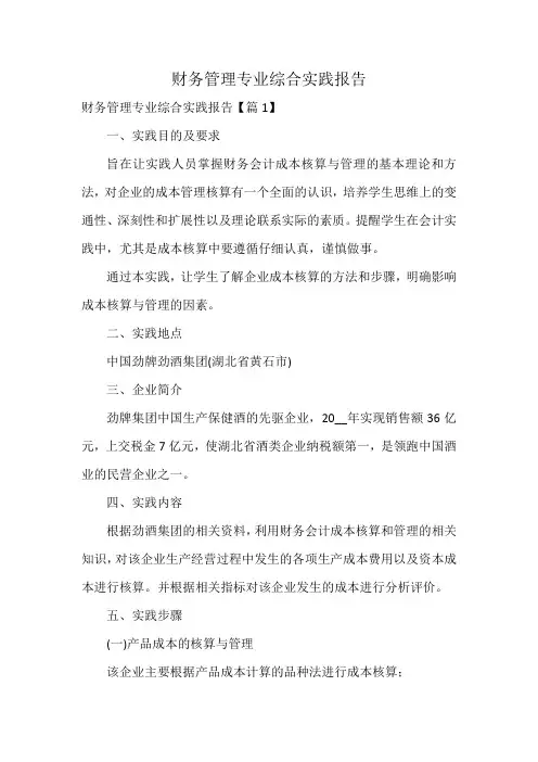 财务管理专业综合实践报告