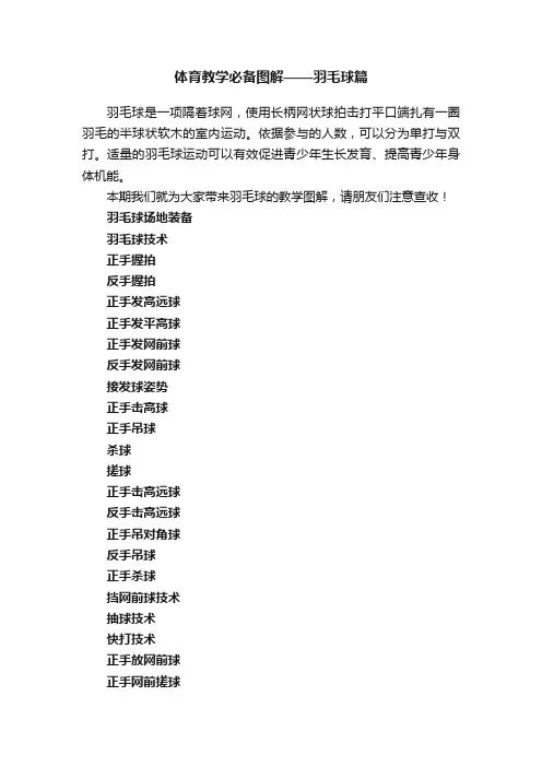 体育教学必备图解——羽毛球篇