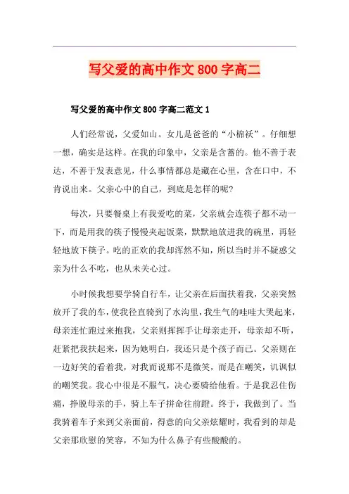 写父爱的高中作文800字高二