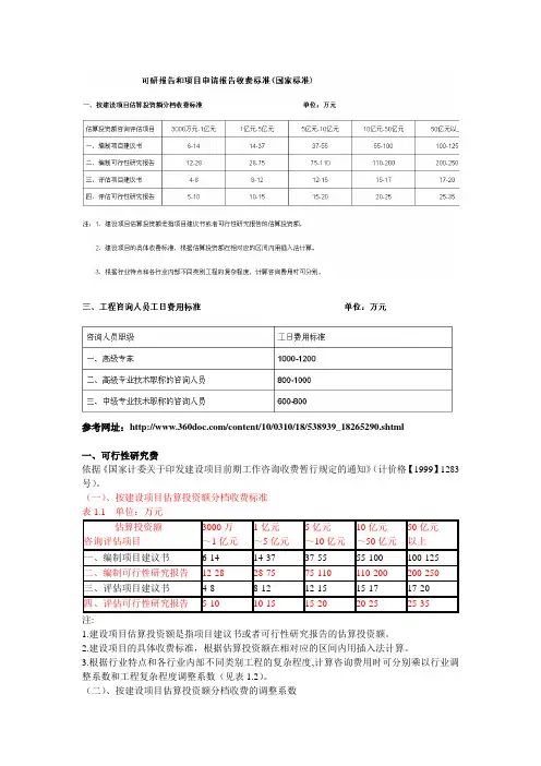 可研费用【国家标准】