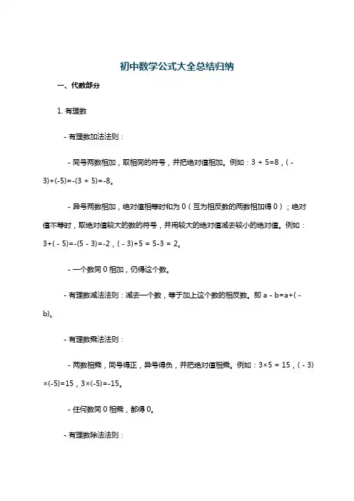 初中数学公式大全总结归纳