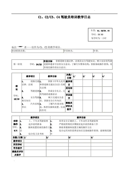 驾校培训教学日志