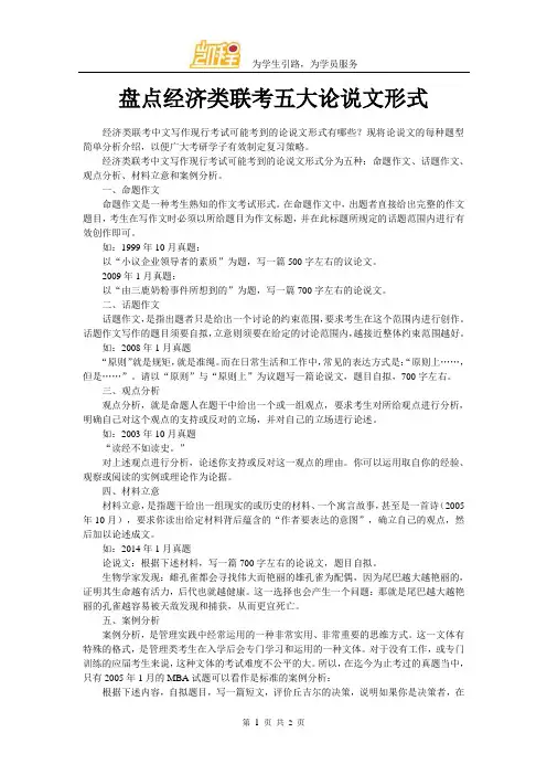 盘点经济类联考五大论说文形式