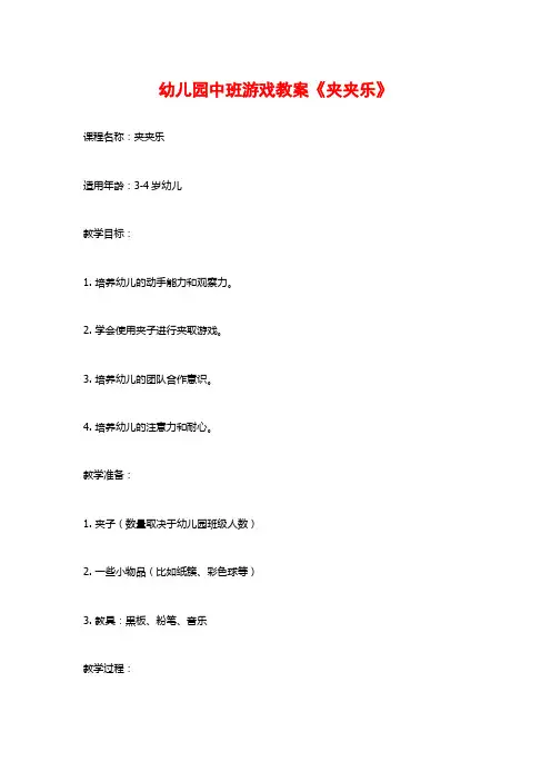 幼儿园中班游戏教案《夹夹乐》 (2)