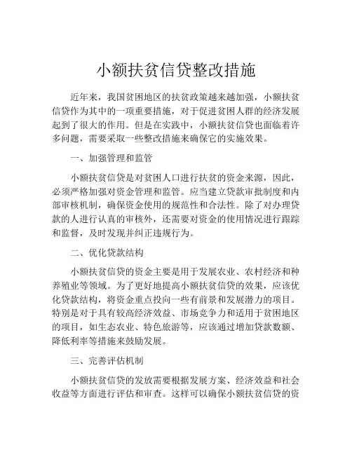 小额扶贫信贷整改措施