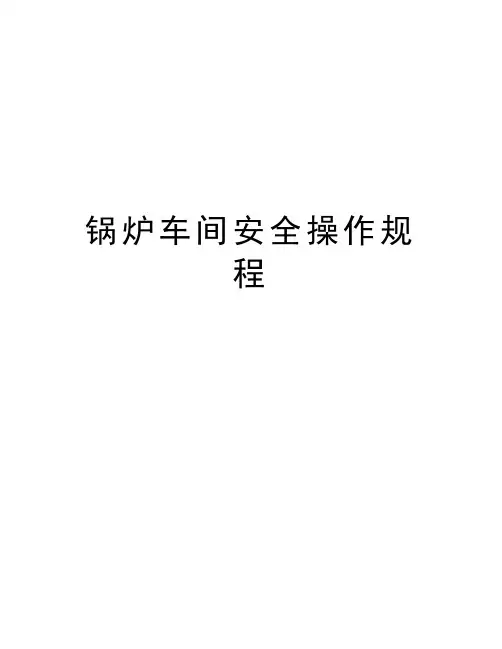 锅炉车间安全操作规程培训资料