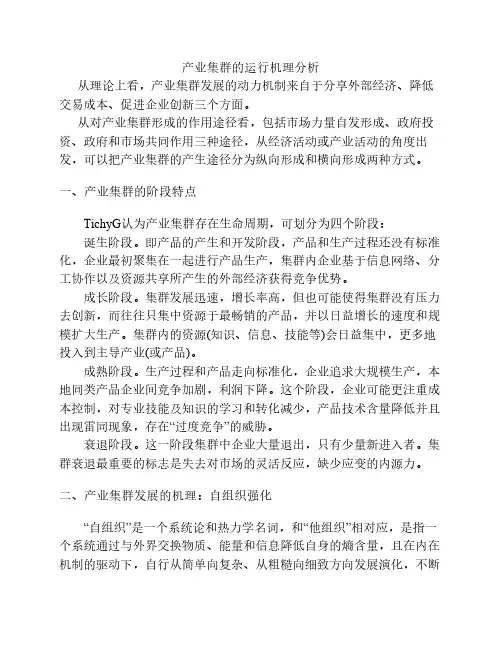 产业集群的运行机理分析