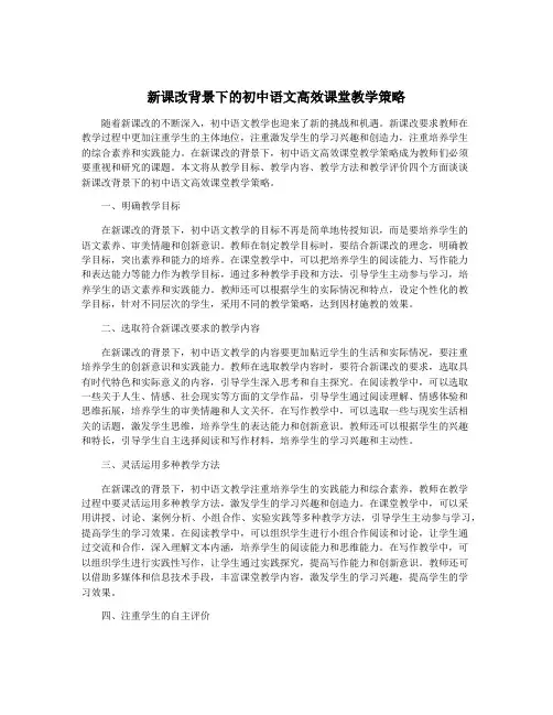 新课改背景下的初中语文高效课堂教学策略