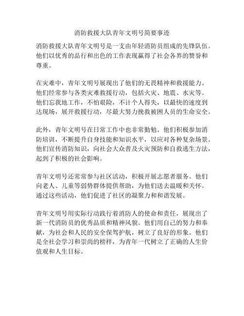 消防救援大队青年文明号简要事迹