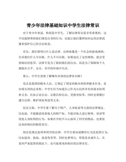 青少年法律基础知识中学生法律常识