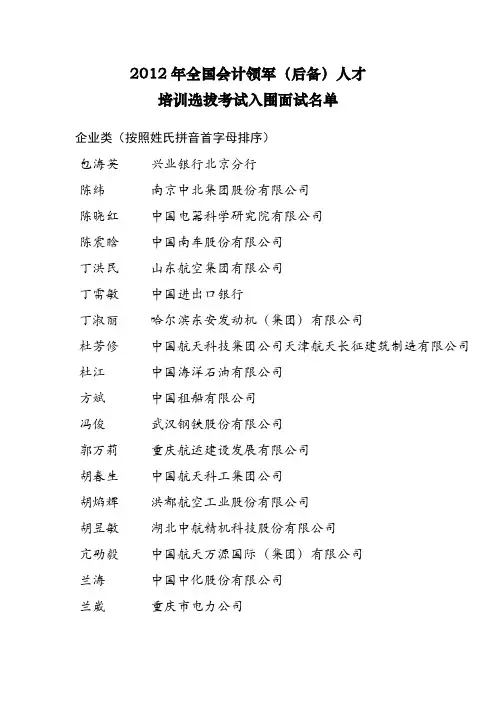 会计领军人物名单
