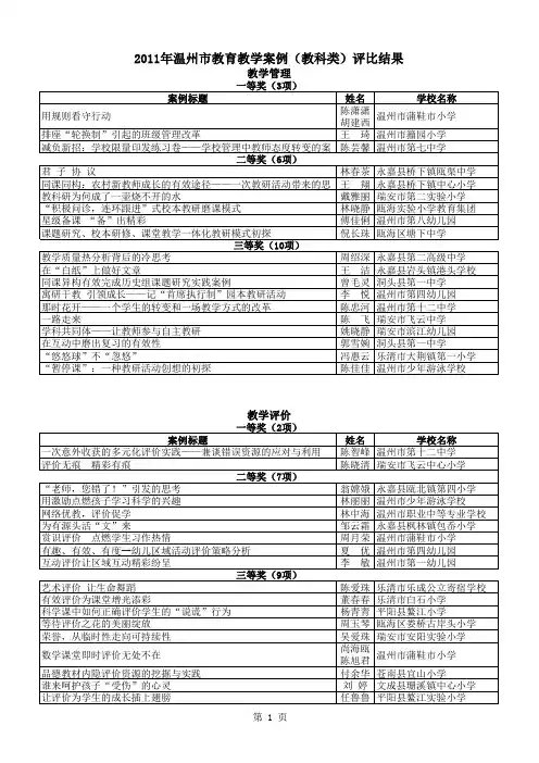 2011年教学案例结果(教科)xls