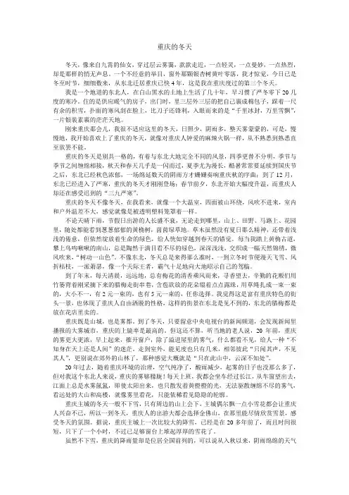 重庆的冬天-散文