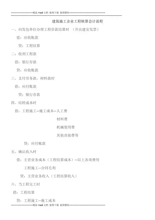 建筑施工企业工程核算会计流程