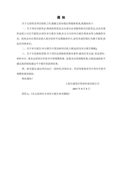 市文创项目专项审计报告参考模版